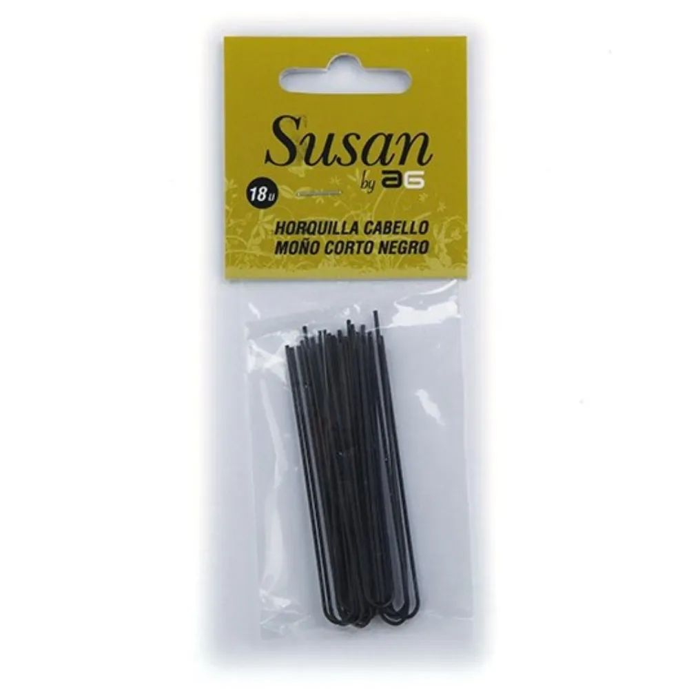 Asuer Horquilla Cabello Moño Corto Negro Susan 18uds